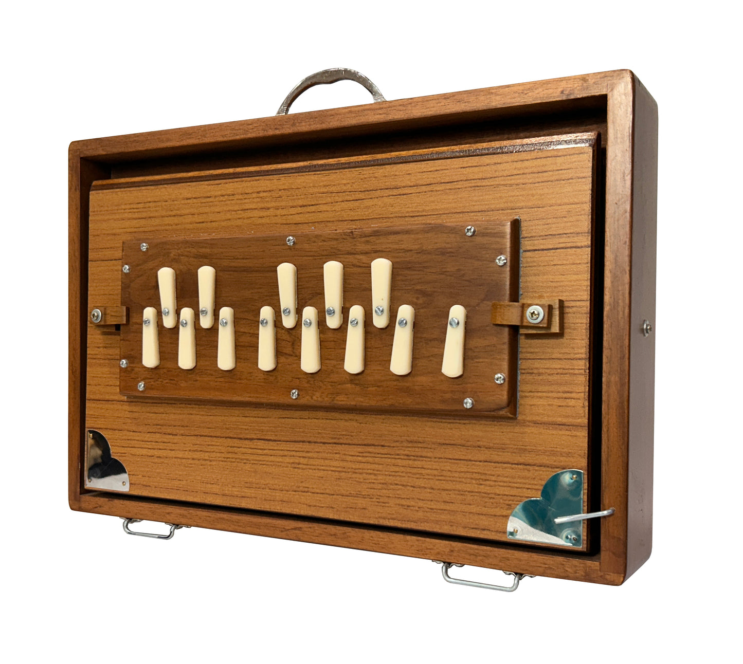 Single octave Shruti Box _ 13-Note Shruti Box _ 10x15x2.5 inch _ Multifold Bellows _ Palitana Reeds _ One Octave _ 440Hz or Custom Tuning _ Premium Teak Wood
