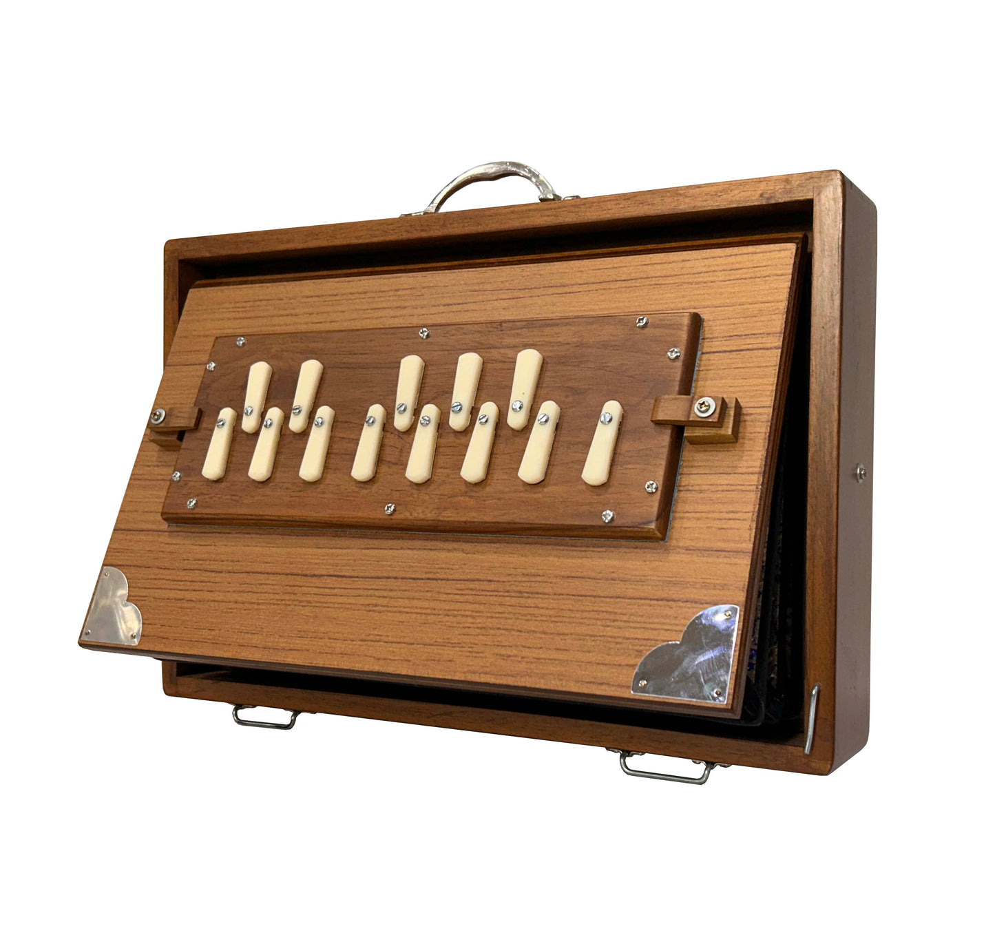 Single octave Shruti Box _ 13-Note Shruti Box _ 10x15x2.5 inch _ Multifold Bellows _ Palitana Reeds _ One Octave _ 440Hz or Custom Tuning _ Premium Teak Wood