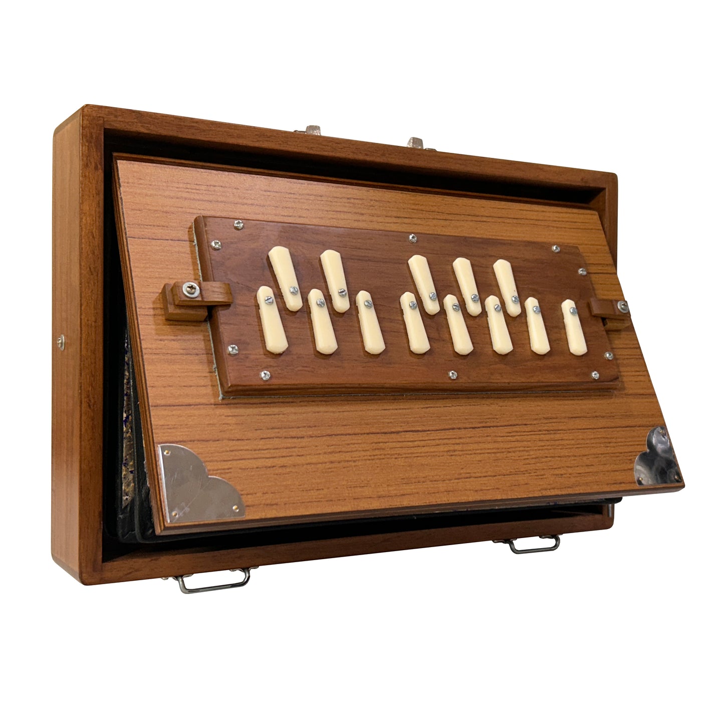 Single octave Shruti Box _ 13-Note Shruti Box _ 10x15x2.5 inch _ Multifold Bellows _ Palitana Reeds _ One Octave _ 440Hz or Custom Tuning _ Premium Teak Wood